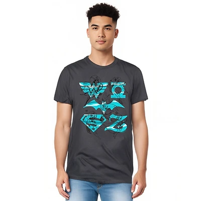 Dc Wonder Woman Men's Superhero Girls Comics Line Art Group Adult Heather Tee / T-Shirt