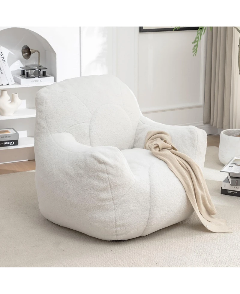 Cozy Bean Bag Chair with Memory Foam Filling, Tufted Faux Fur Bean Bag Sofa-The Pop Home