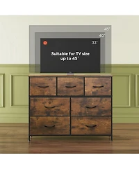 Wlive Dresser Tv Stand Entertainment Center with Fabric Drawers Media Console Table with Metal Frame and Wood Top for Tv up to 45 inch Chest of Drawer