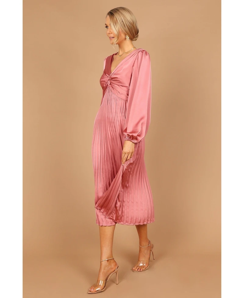 Petal and Pup Women's Noelle Twist Front Pleated Midi Dress
