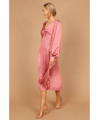 Petal and Pup Women's Noelle Twist Front Pleated Midi Dress