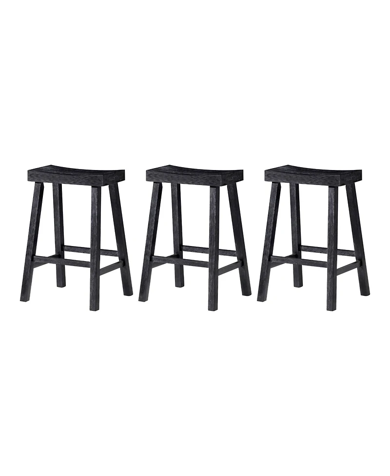 Maven Lane Vincent Wooden Rustic Aesthetic Kitchen Counter Stool, Set of 3