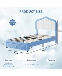 gaomon Twin- Upholstered Bed Frame with Storage Drawers