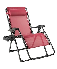 Gymax Folding Zero Gravity Lounge Chair Recliner w/ Cup Holder Tray Pillow