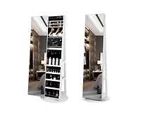 Vlsrka 360° Swivel Free-Standing Jewelry Armoire Cabinet with Mirror