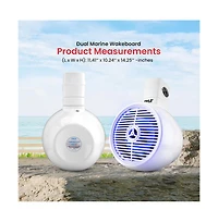 Pyle 8'' Marine Bluetooth Wakeboard Speaker System with Led Lights, 300W, White