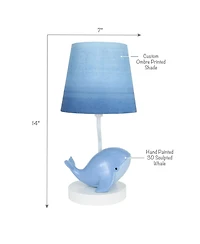 Lambs & Ivy Bubbles & Squirt Hand Painted Whale Lamp with Blue Shade and Bulb