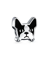 Bling Jewelry French Bulldog Charm Bead Black White Enamel Sterling Silver Bracelets