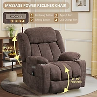Up to 350 Lbs Power Lift Recliner Chair Heavy Duty Motion Mechanism with 8-Point Vibration Massage and Lumbar Heating