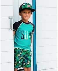 Deux par Deux Boy Printed Cap Green Jungle On Black - Toddler|Child