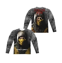 Mortal Kombat X Mens Finish Him (Front/Back Print) Long Sleeve Adult Poly Crew Tee / T-Shirt