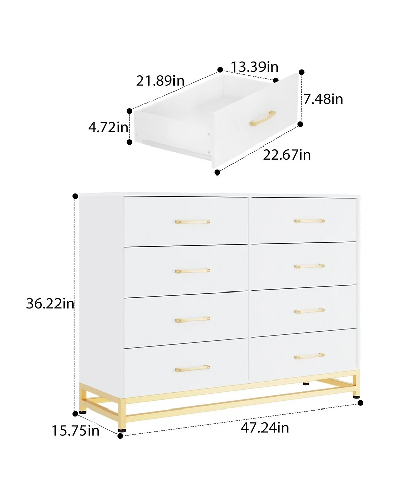 gaomon 8 Drawer Dresser for Bedroom with Deep Drawers
