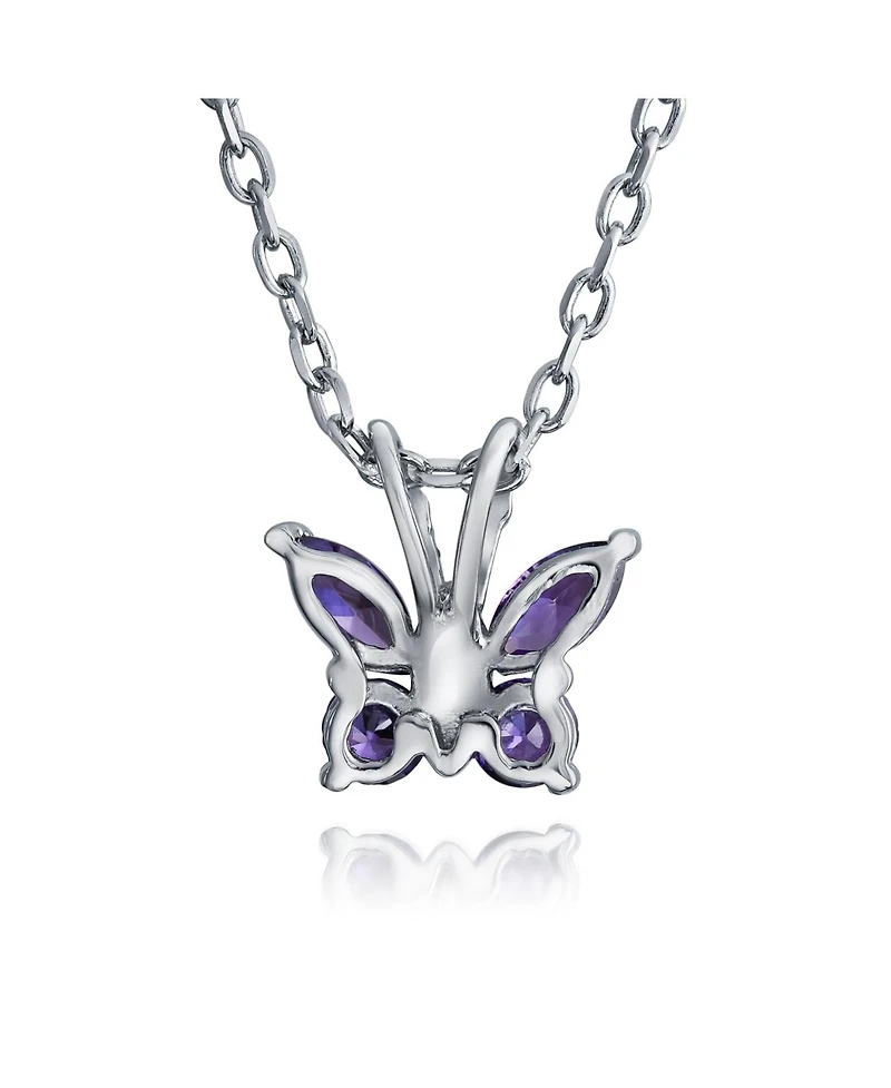 Bling Jewelry Mini Petite Tiny Clear Cubic Zirconia Cz Garden Insect Butterfly Pendant Necklace Rose Gold Plated .925 Sterling Silver