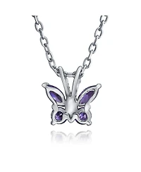 Bling Jewelry Mini Petite Tiny Clear Cubic Zirconia Cz Garden Insect Butterfly Pendant Necklace Rose Gold Plated .925 Sterling Silver