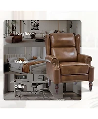 Hulala Home Volkert Triditional Genuine Leather Manual Recliner with Spindle Legs