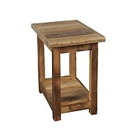 Jofran Reclamation Rustic Reclaimed Solid Wood Chairside End Table with Storage Shelf