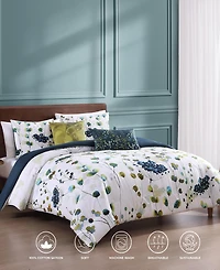 Bebejan Abstract Vines Bedding 220 Thread Count 100% Cotton Sateen 5 Piece King Size Reversible Comforter Set
