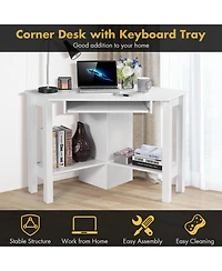 Gouun Wooden Study Computer Corner Desk with Drawer