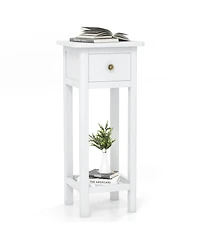 Gouun 2 Tier Slim Nightstand Bedside Table with Drawer Shelf