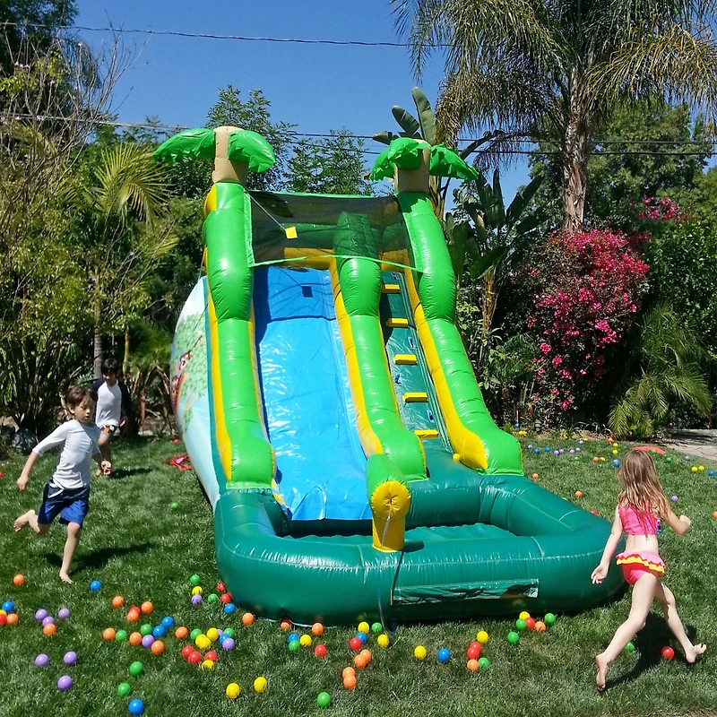 HeroKiddo 12 Safari Commercial Grade Inflatable Water Slide with Attached Pool for Kids & Adults (No Blower Included)
