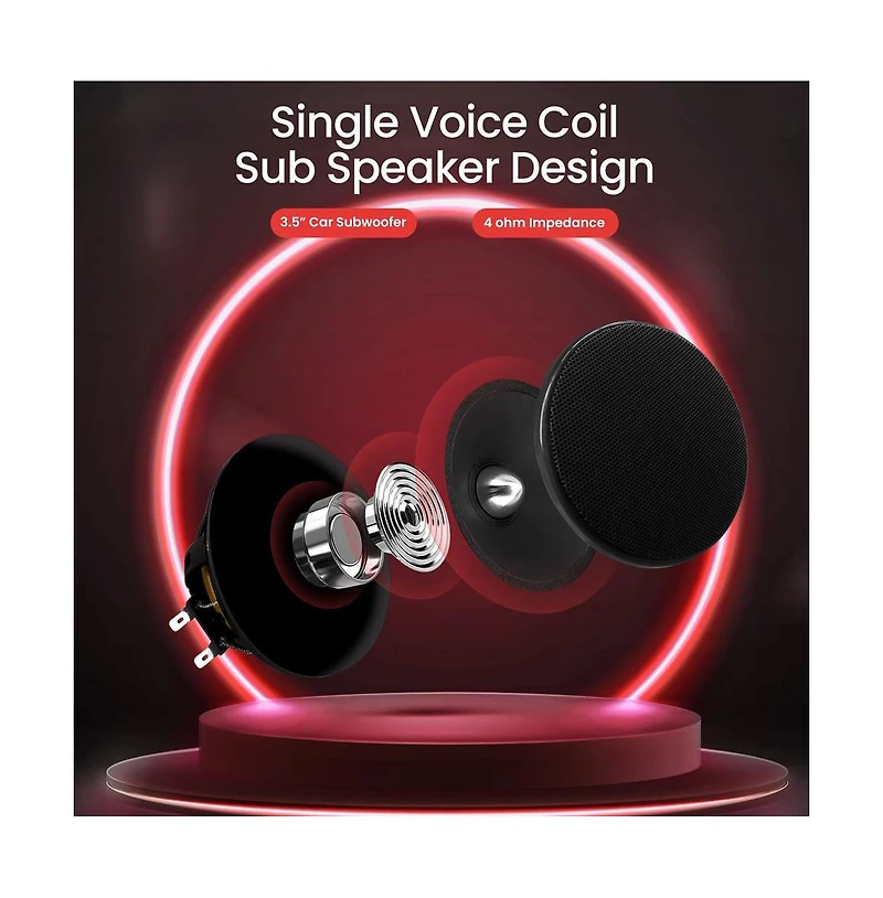 Pyle 3.5" Single Voice Coil Car Subwoofer, 20 Watts, 4-Ohm