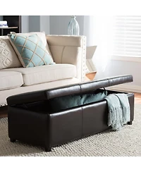 Baxton Studio Dark Brown Pu Leather Storage Bench Ottoman with Stitching