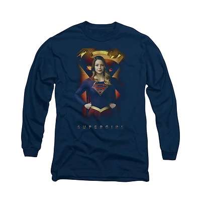Supergirl Men's Standing Symbol Long Sleeve Adult Tee / T-Shirt