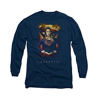 Supergirl Men's Standing Symbol Long Sleeve Adult Tee / T-Shirt