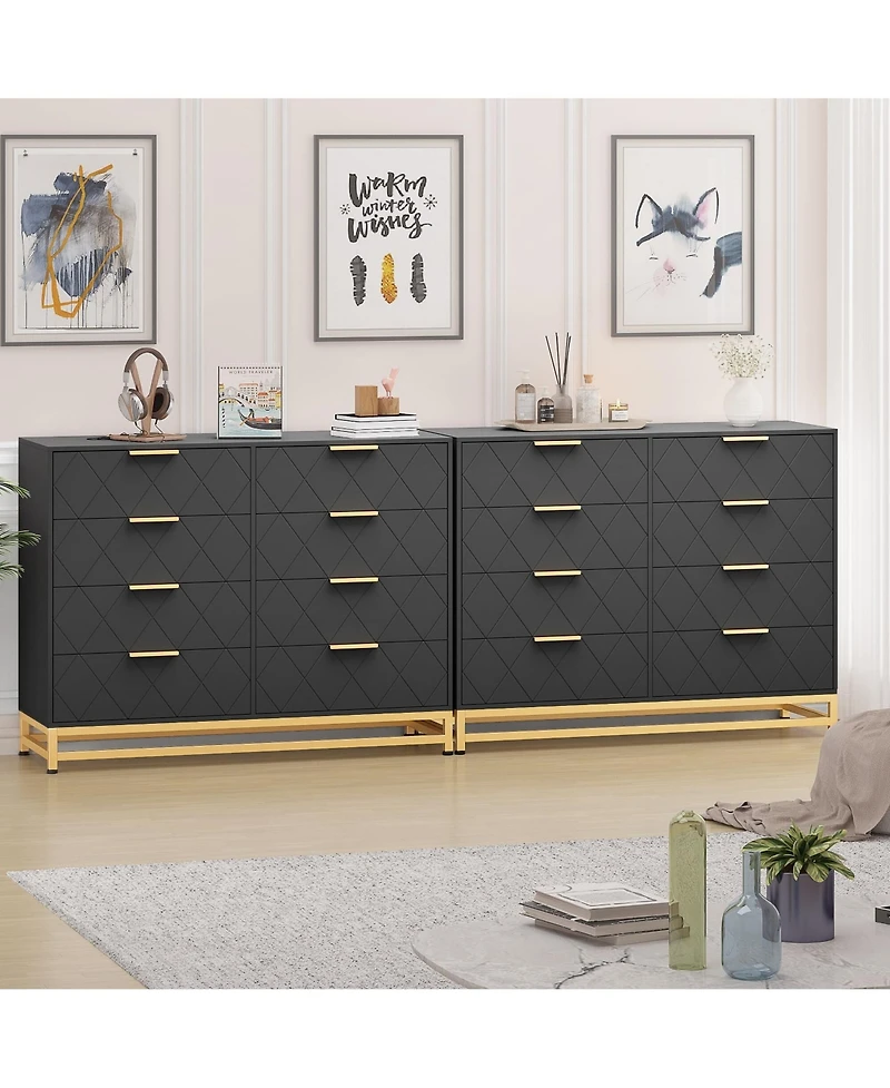 Dresser for Bedroom with 8 Drawer, Tv Stand Dressers Chest of Drawers
