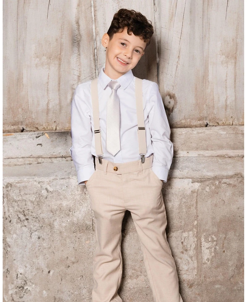 Deux par Deux Boy Neck Tie Light Taupe Striped - Toddler|Child
