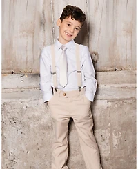 Deux par Deux Boy Neck Tie Light Taupe Striped - Toddler|Child