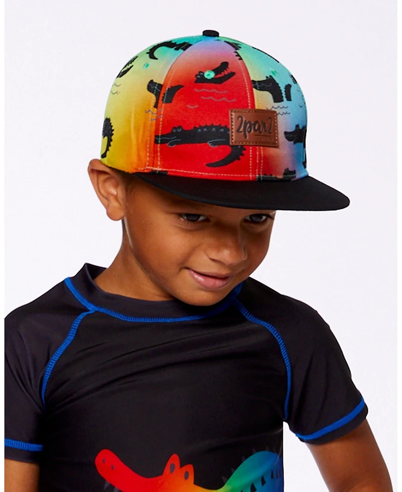 Deux par Deux Boy Printed Cap Black And Multicolored Crocodiles - Toddler|Child