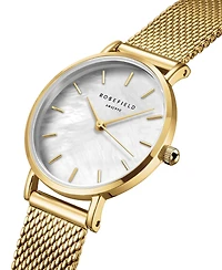 Rosefield Small Edit Women's Gold Tone Stainless Steel Mesh Bracelet Watch 26mm