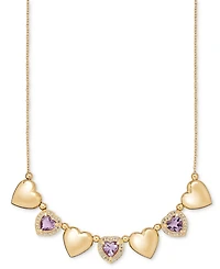 Amethyst (3 ct. t.w.) & White Topaz (3/4 ct. t.w.) Puffed Heart 18" Necklace in 14k Gold-Plated Sterling Silver