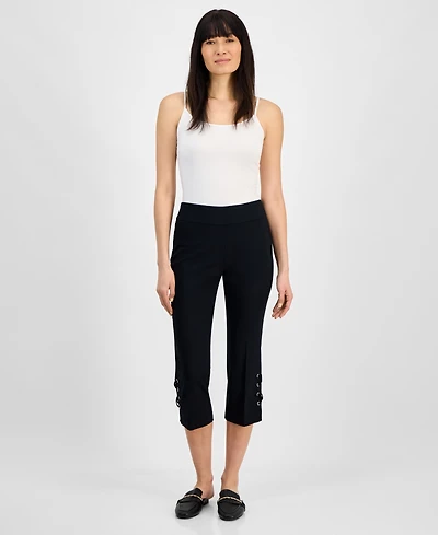 Jm Collection Women's Side Lace-Up Pull-On Capri Pants, Created for Macy's
