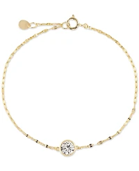Cubic Zirconia Solitaire Bezel Mirror Link Chain Bracelet (1 ct. t.w.) Sterling Silver