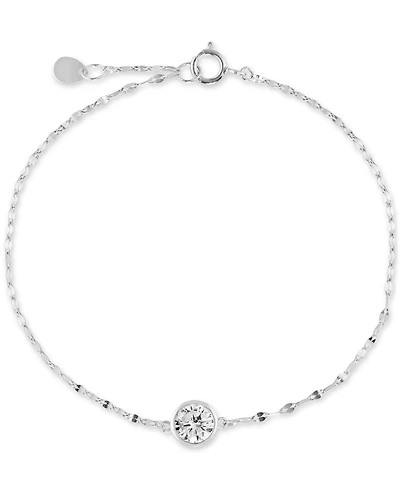 Cubic Zirconia Solitaire Bezel Mirror Link Chain Bracelet (1 ct. t.w.) in Sterling Silver