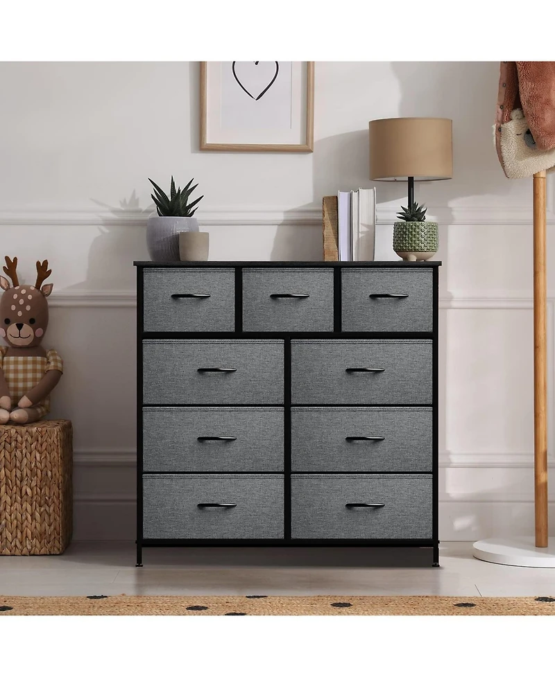 Sorbus 9 Drawers Dresser - Furniture Storage for Bedroom, Closet, Office Organization Steel Frame, Wood Top