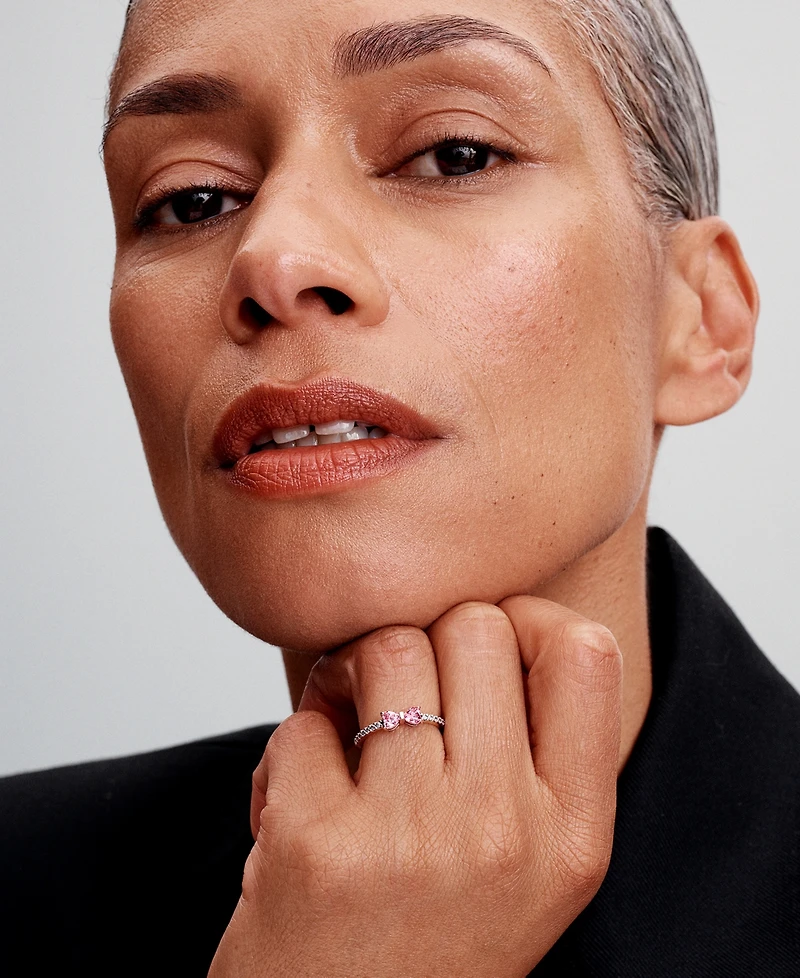 Pandora Sterling Silver Sparkling Pink Bow Ring