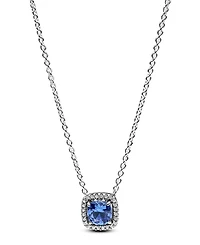 Pandora Sparkling Square Blue Halo Pendant Necklace