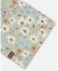 Deux par Deux Girl Printed Neck Tube Small White Flowers On Turquoise And Lilac - Toddler|Child