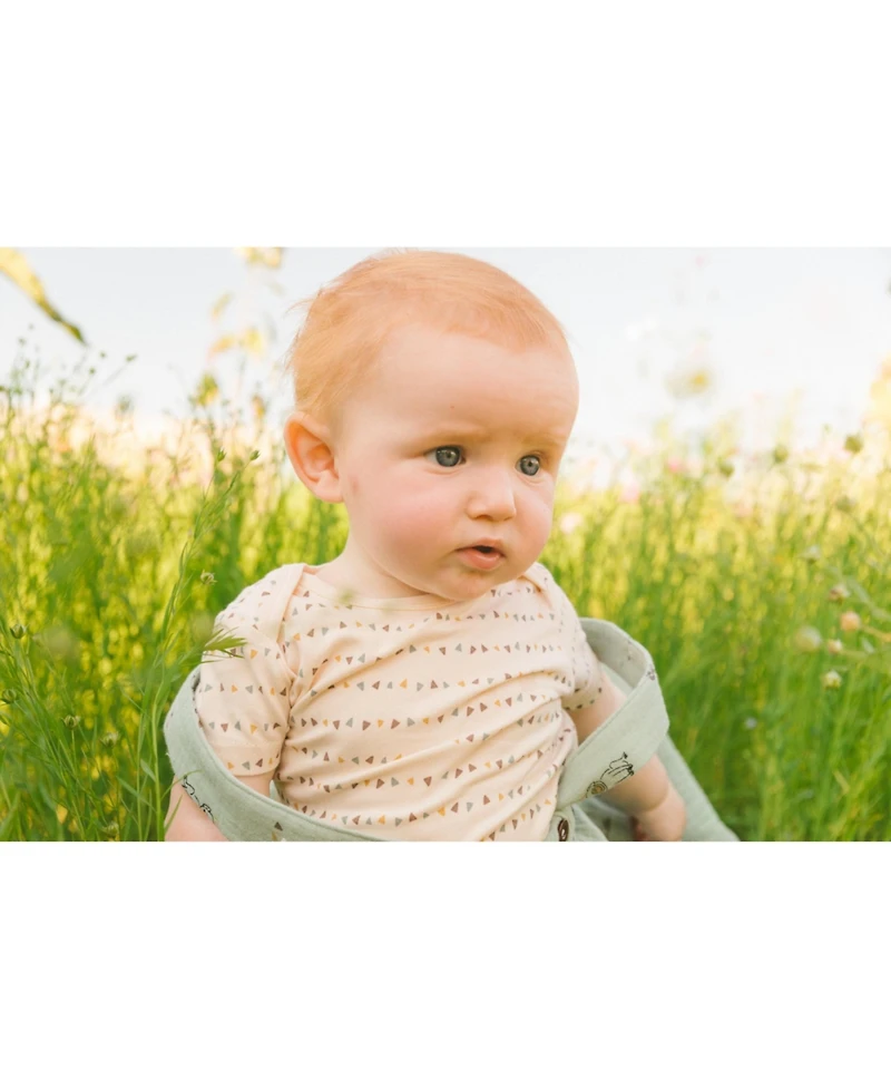 Deux par Deux Baby Boys Printed Muslin Shortall And Organic Cotton Onesie Set Sage Monkey And Off-White