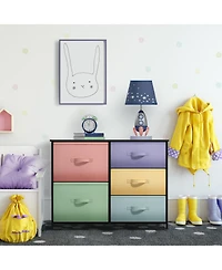 Sorbus Dresser with 5 Drawers - Storage Chest Organizer with Steel Frame, Wood Top, Handles