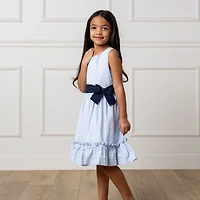 Hope & Henry Toddler Girls Heirloom Sleeveless Special Occasion Seersucker Party Dress with Cross Back