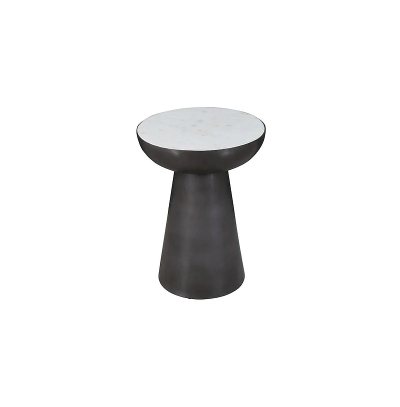 Jofran Circularity Modern Luxury Marble and Iron 15" Round Pedestal Chairside End Table