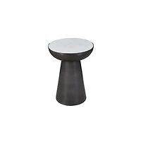 Jofran Circularity Modern Luxury Marble and Iron 15" Round Pedestal Chairside End Table