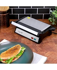 MegaChef Electric Dual Plate Non-Stick Panini Grill Press with Drip Tray