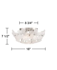 Possini Euro Design Filoli 16" Modern Semi Flush-Mount Ceiling Light Fixture Kitchen Foyer Flower Silver Brushed Nickel Finish