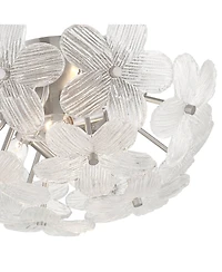 Possini Euro Design Filoli 16" Modern Semi Flush-Mount Ceiling Light Fixture Kitchen Foyer Flower Silver Brushed Nickel Finish
