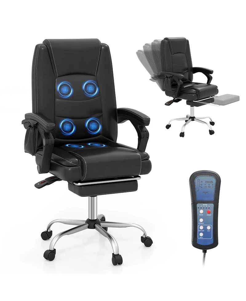 Gouun Massage Adjustable Executive Chair with Armrests and Retractable Footrest
